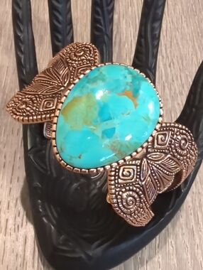 Barse Turquoise and Copper Statement Cuff Bracelet